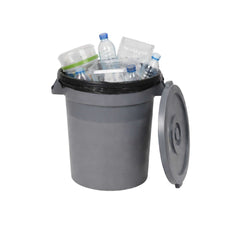RW Clean 1 Gray 32 gal Plastic Commercial Trash Can and 1 Gray Lid