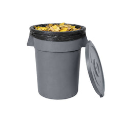 RW Clean 1 Gray 55 gal Plastic Commercial Trash Can and 1 Gray Lid