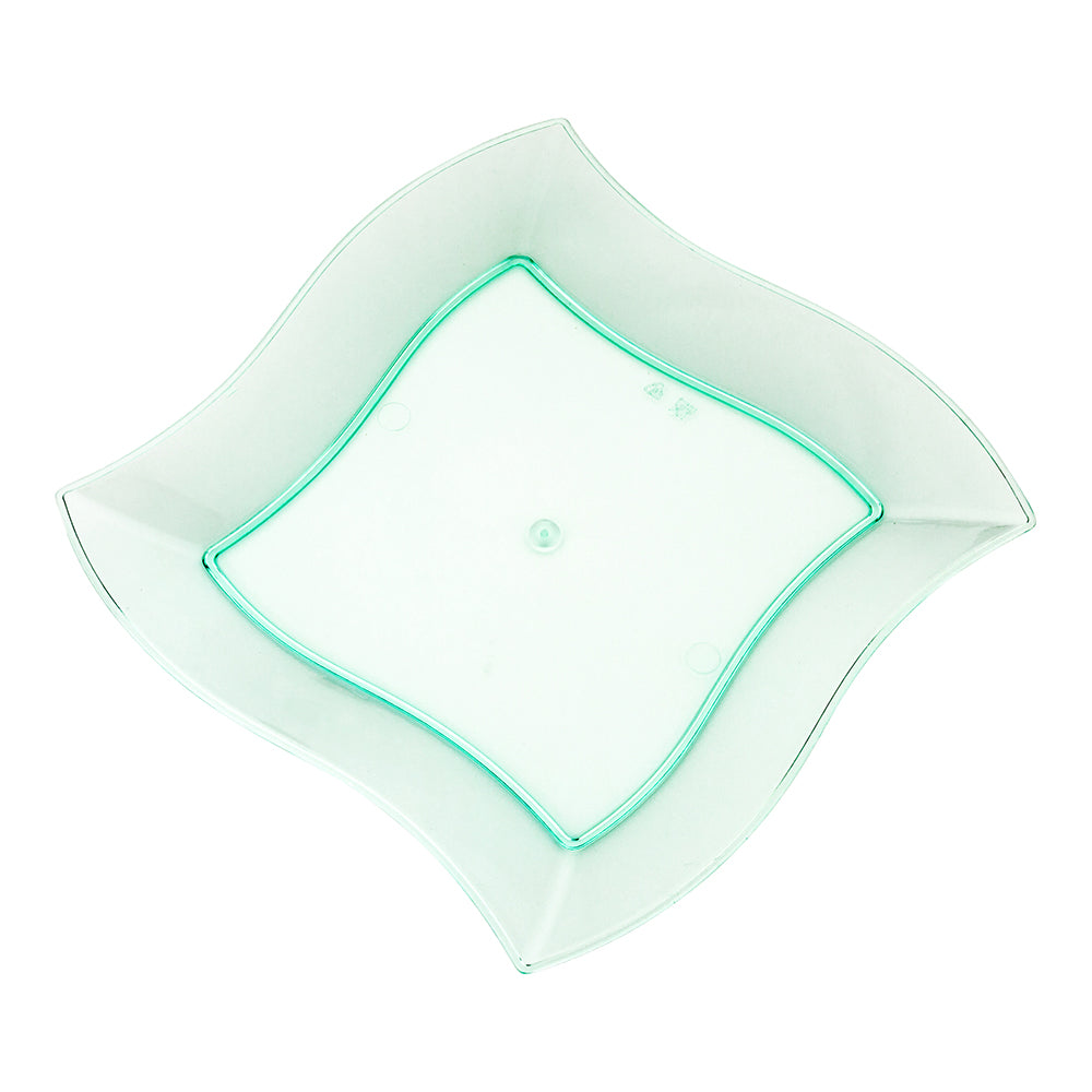 Maxi Serve 100 Square Seagreen 7" Plastic Medium Aqua Plates and 100 Moderna Silver Plastic Cutlery Sets