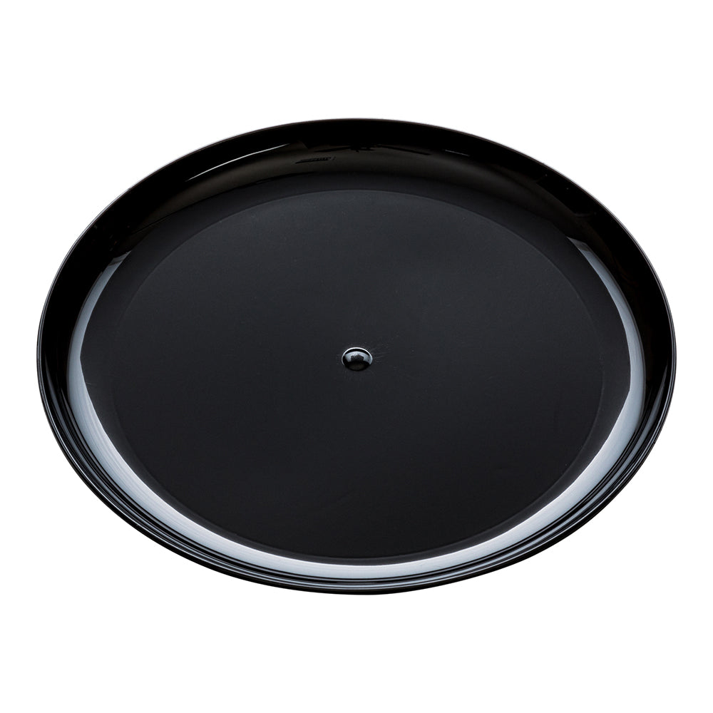 Maxi Serve 100 Round Black 7" Plastic Medium Elegant Plates and 100 Moderna Silver Plastic Cutlery Sets