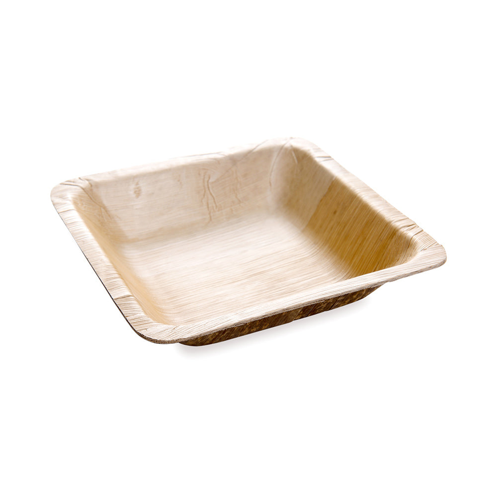 Bambuddha 100 Square Natural 7" Bamboo Leaf Salad Plates and 100 Natural Bamboo Disposable Flatware Sets