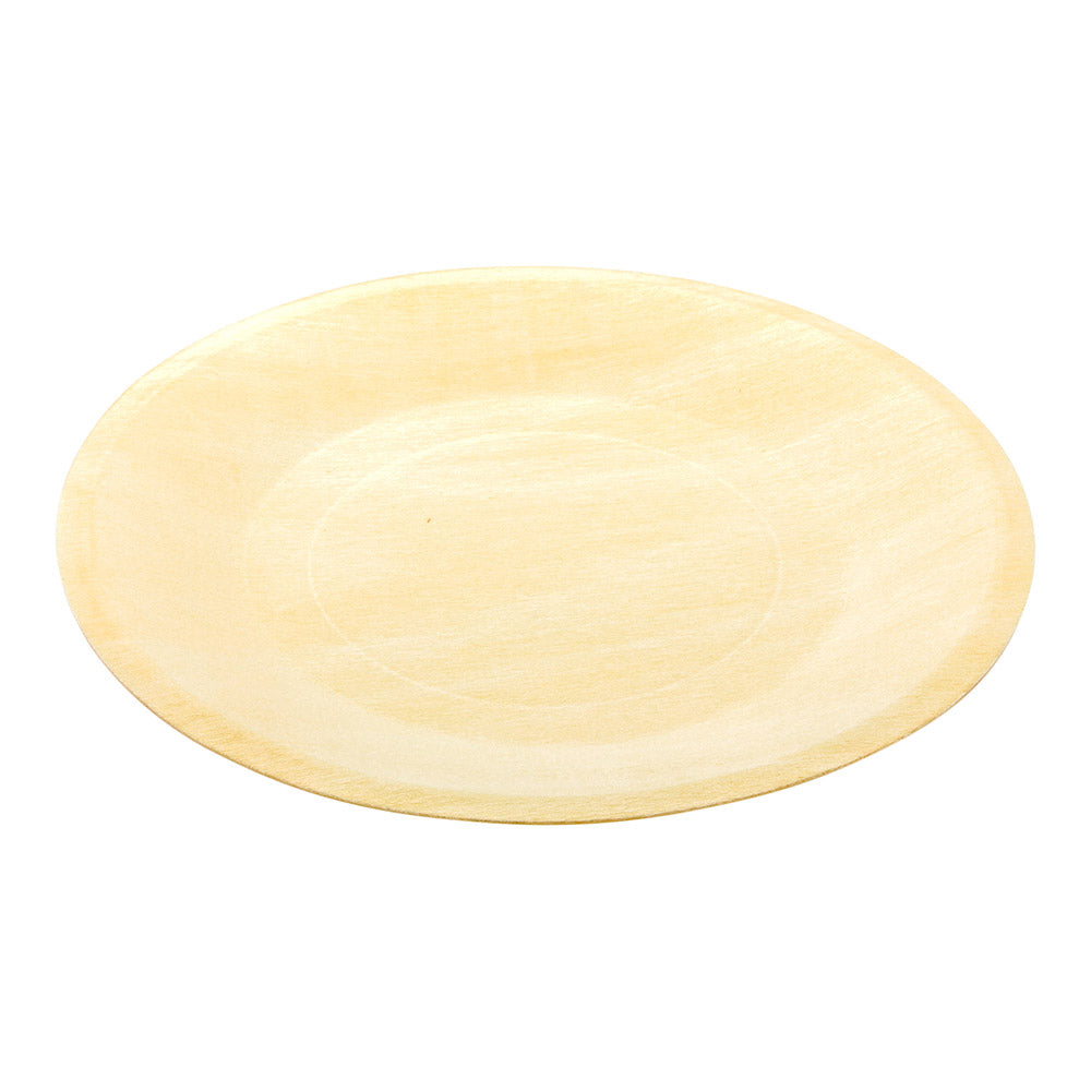 Bambuddha 200 Round Natural 9" Wood Plates and 200 Natural Bamboo Disposable Flatware Sets