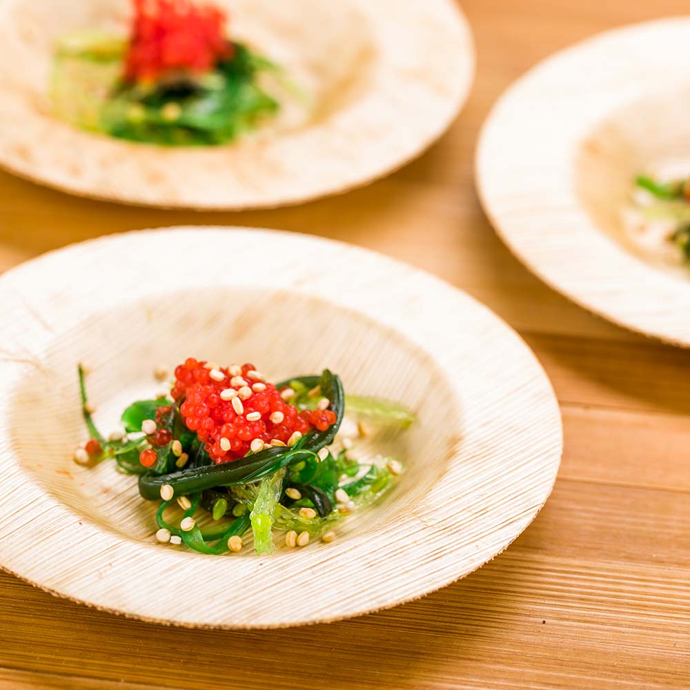 Bambuddha 100 Round Natural 3.5" Bamboo Small Plates and 100 Natural Bamboo 3.5" Mini Spoons