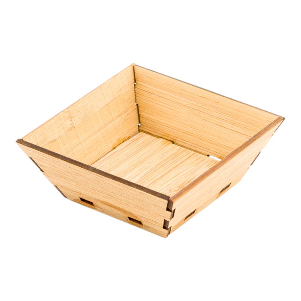 Bambuddha 100 1.5 oz Square Natural Bamboo Mini Kova Bowls and 100 Natural Bamboo 3.5" Mini Spoons