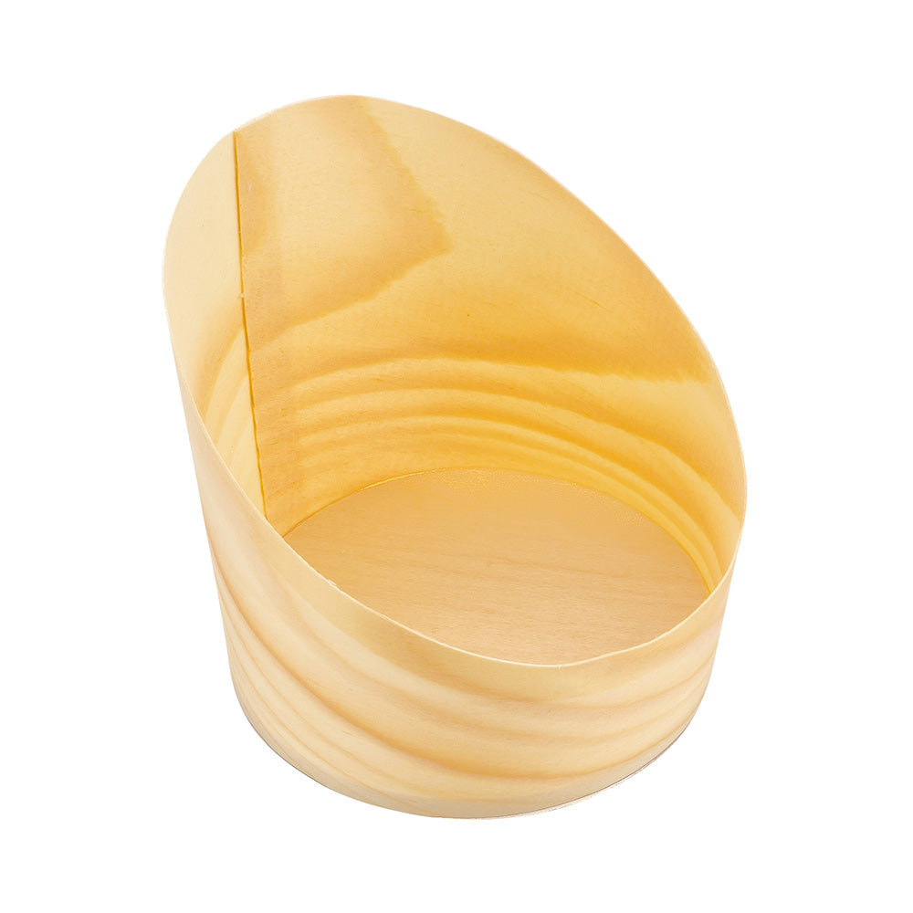Taipei 100 7 oz Round Natural Wood Medium Incline Cups and 100 Natural Bamboo 3.5" Mini Spoons