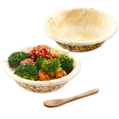 Bambuddha 100 7 oz Round Natural Bamboo Bowls and 100 Natural Bamboo 3.5