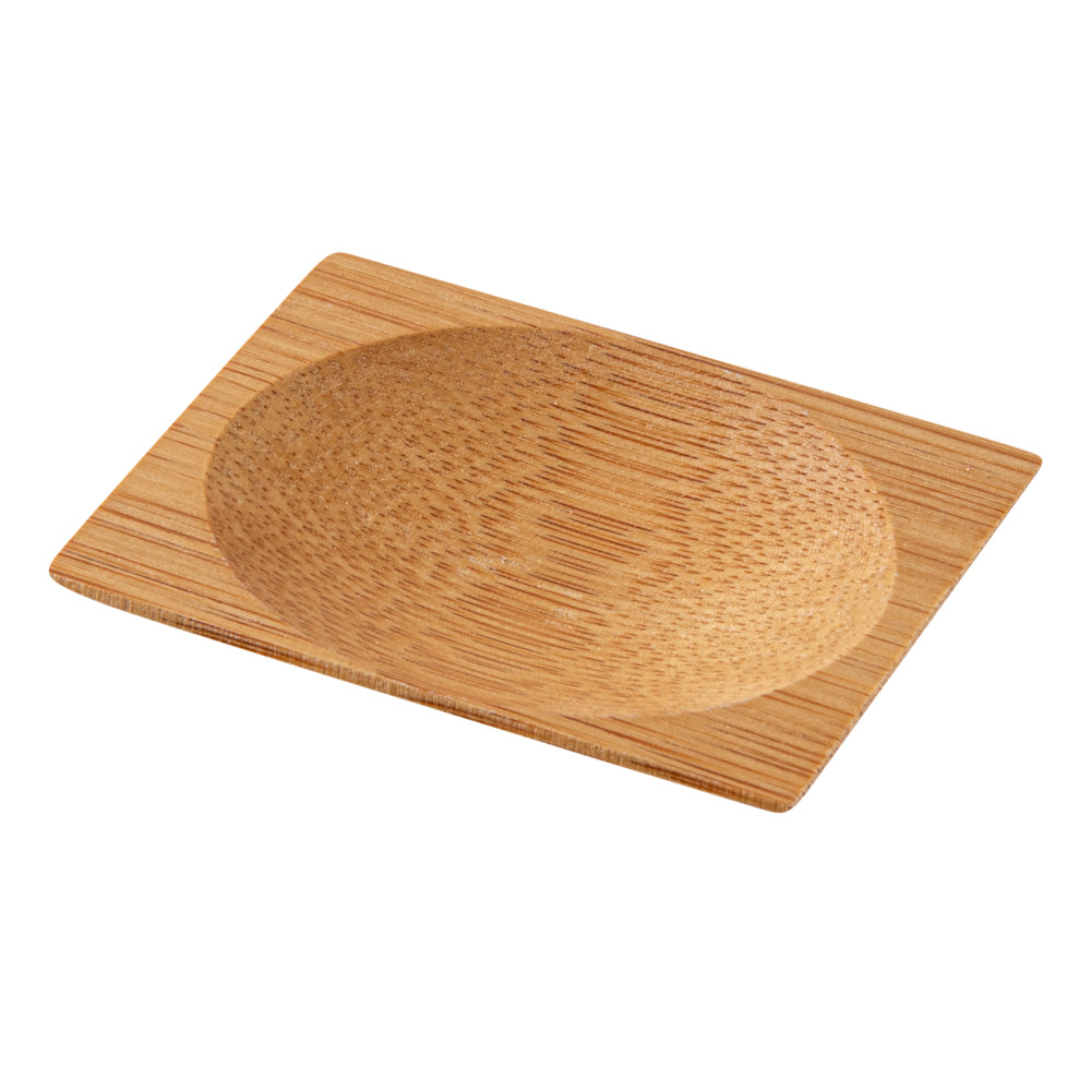 Bambuddha 100 Rectangle Natural 3" Bamboo Dishes and 100 Natural Bamboo 3.5" Mini Forks