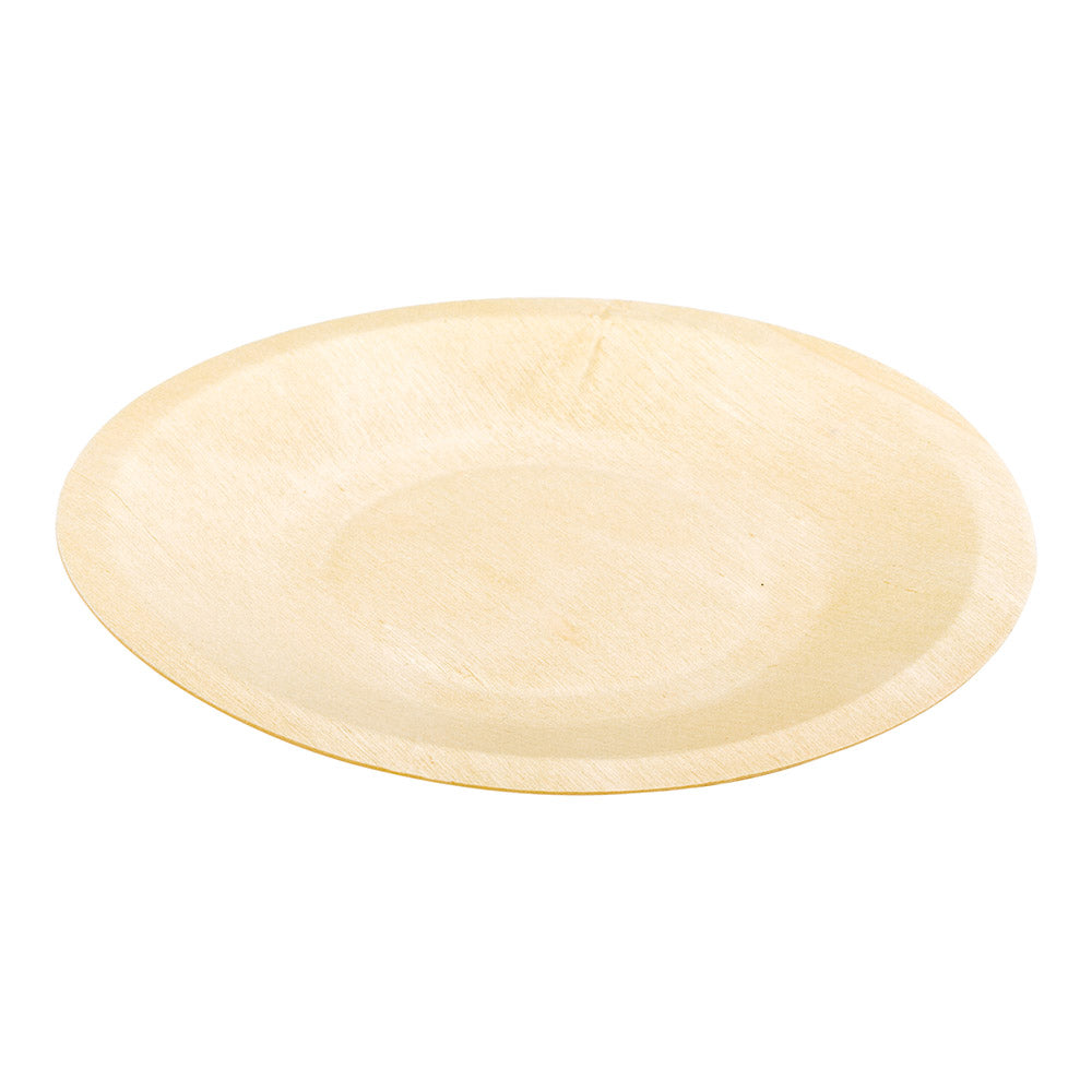 Bambuddha 200 Round Natural 5.5" Wood Plates and 200 Natural Bamboo 3.5" Mini Forks