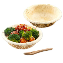 Bambuddha 50 7 oz Round Natural Bamboo Bowls and 100 Natural Bamboo 3.5