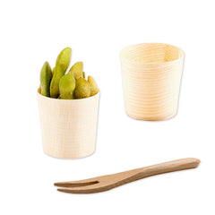 Bambuddha 200 1 oz Round Natural Shaved Pinewood Mini Cups and 200 Natural Bamboo 3.5