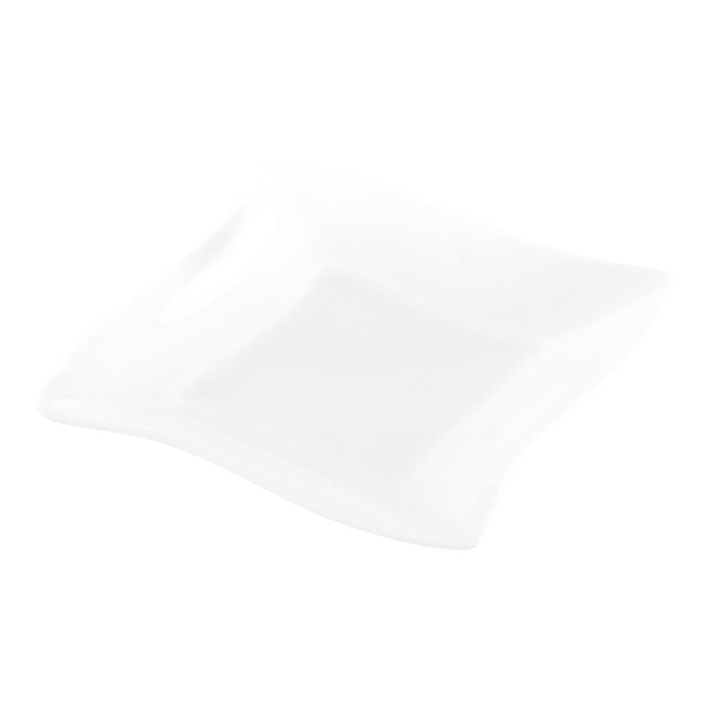 Mini Serve 100 Square White 3" Plastic Aqua Plates and 100 Silver Plastic 4" Mini Forks