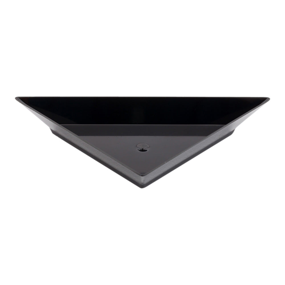 Mini Serve 100 Black Plastic 4" Mini Triangolo Appetizer Plates and 100 Silver Plastic 4" Mini Forks