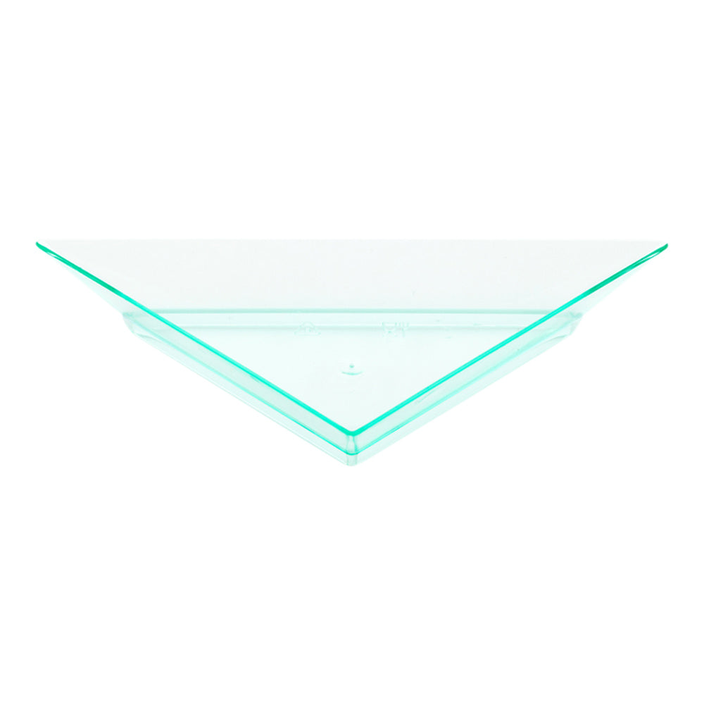 Mini Serve 100 Seagreen Plastic 4" Mini Triangolo Appetizer Plates and 100 Silver Plastic 4" Mini Forks