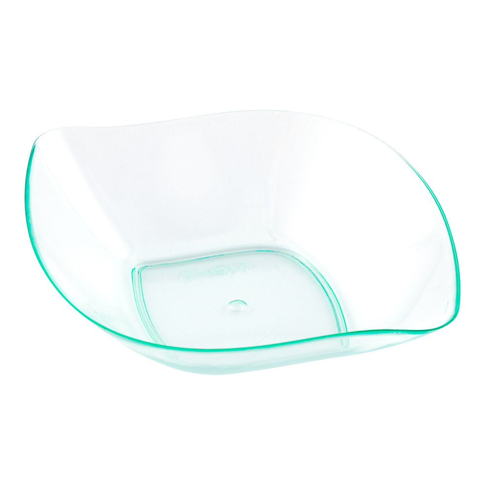 Mini Serve 100 Seagreen Plastic 3.5" Comma Plates and 100 Silver Plastic 4" Mini Forks