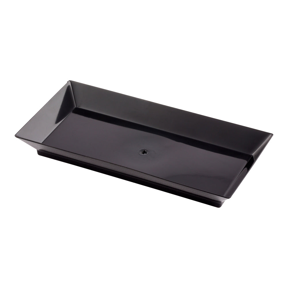 Mini Serve 100 Rectangle Black 5" Plastic Plates and 100 Silver Plastic 4" Mini Forks