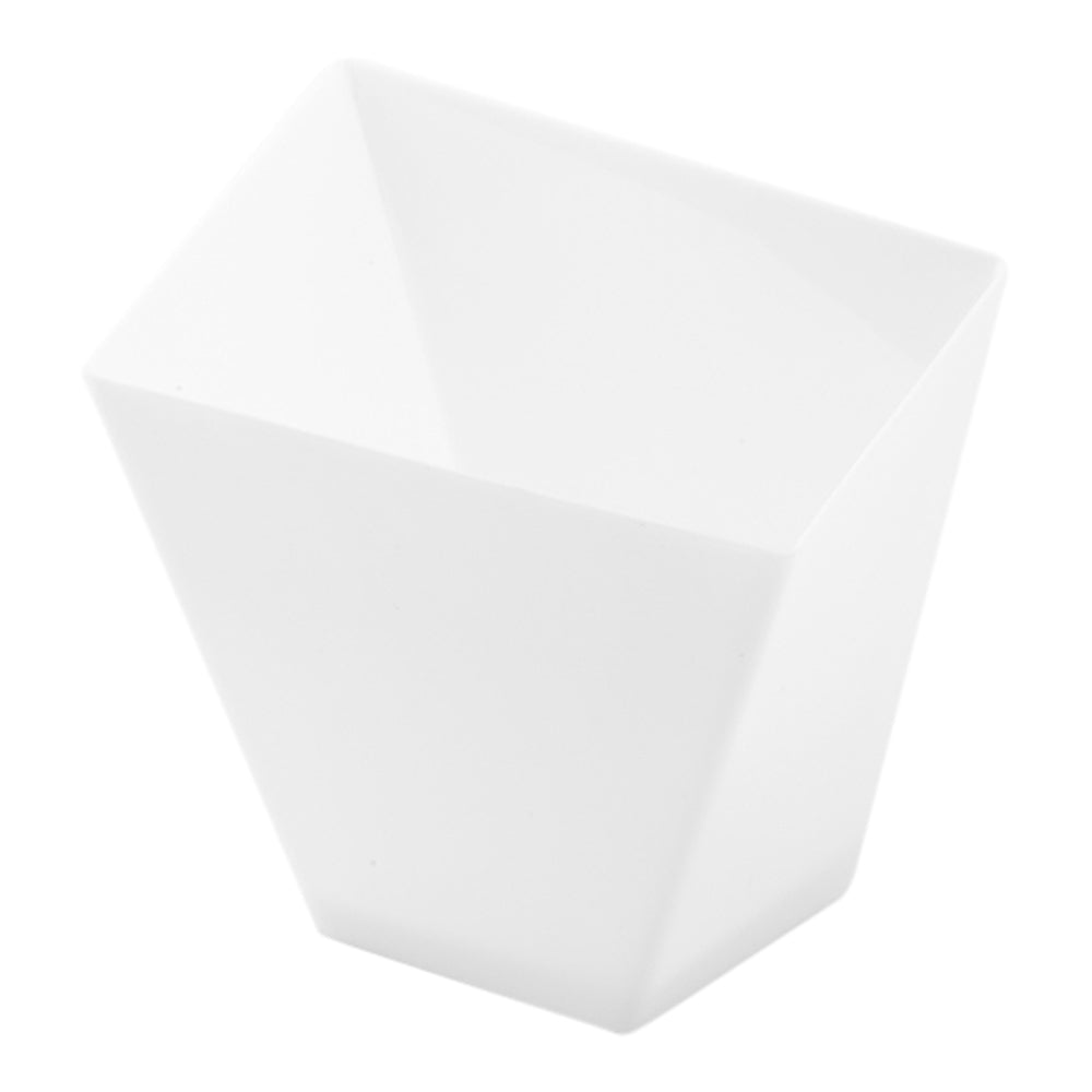 Mini Serve 100 2 oz Square White Plastic Girata Dessert Dish and 100 Silver Plastic 4" Mini Forks
