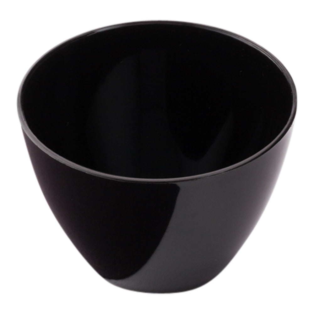 Mini Serve 100 2 oz Round Black Plastic Mini Tasting Bowls and 100 Silver Plastic 4" Mini Forks
