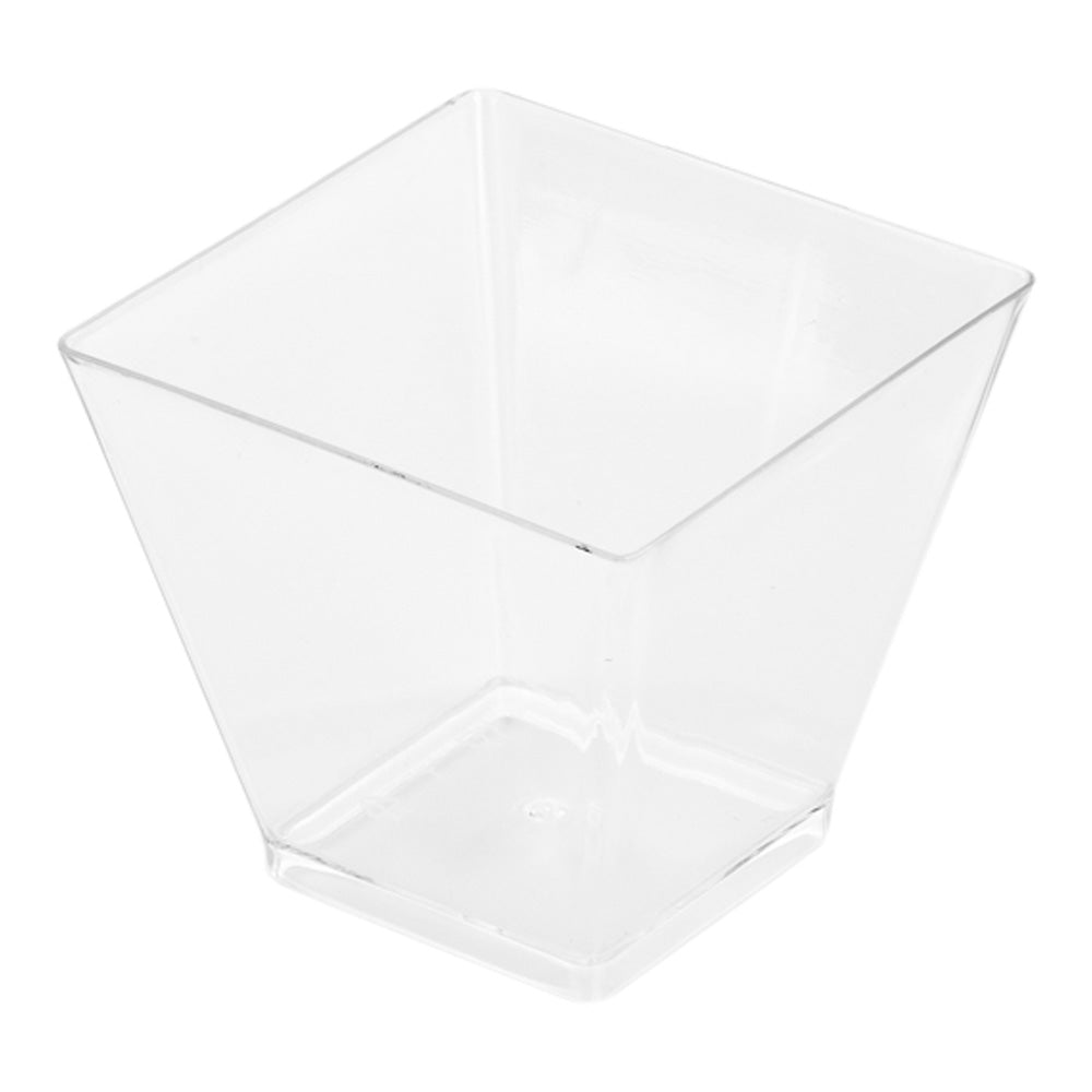 Mini Serve 300 2 oz Square Clear Plastic Mini Kova Cups and 300 Silver Plastic 4" Mini Forks