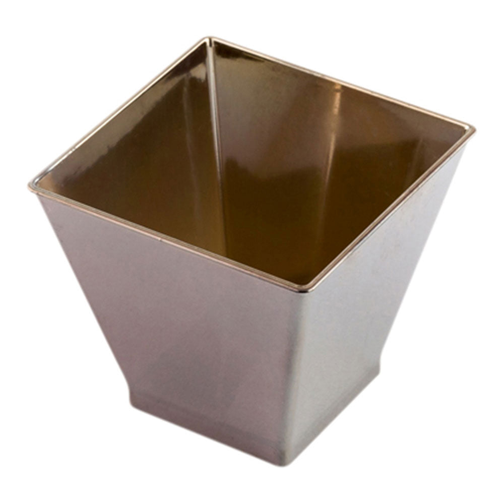 Mini Serve 100 2 oz Square Silver Plastic Mini Kova Cups and 100 Silver Plastic 4" Mini Forks
