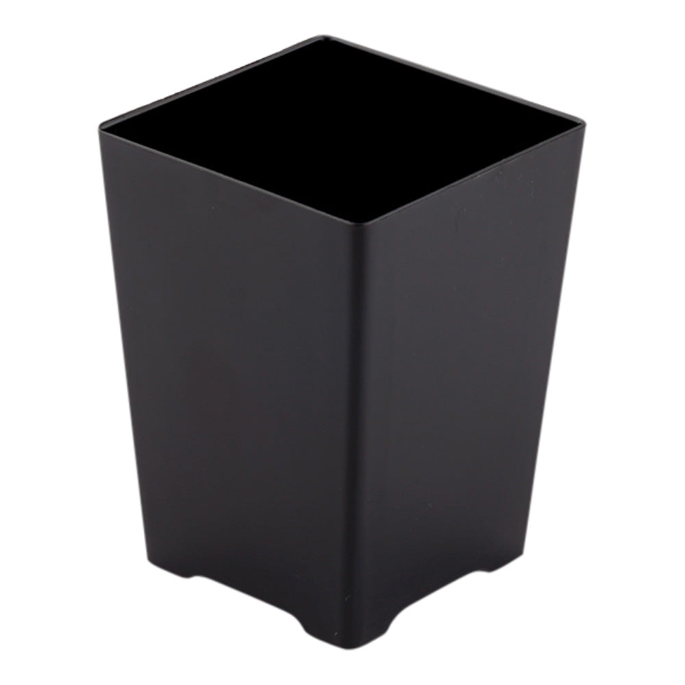 Mini Serve 100 4 oz Square Black Plastic Tall Quadrato Cups and 100 Silver Plastic 4" Mini Forks