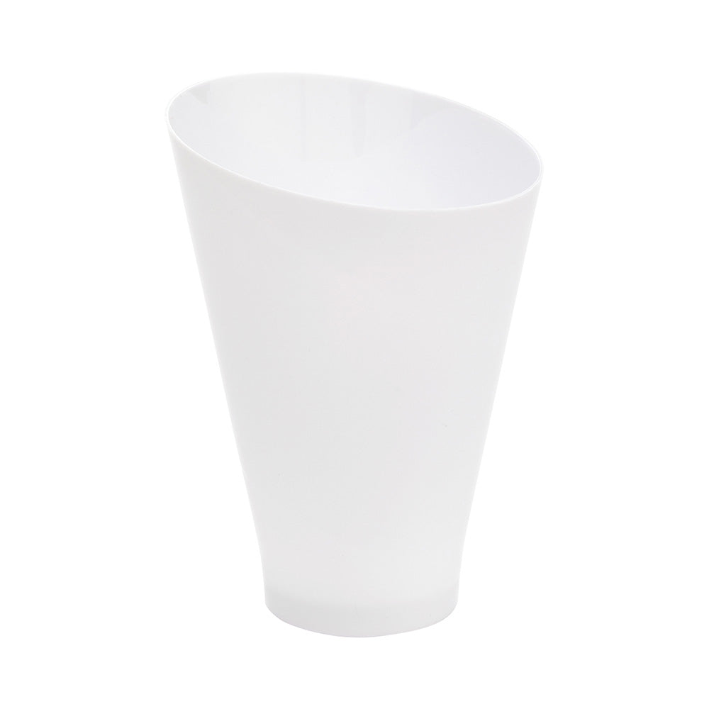 Mini Serve 100 7 oz Round White Plastic Incline Glass and 100 Silver Plastic 4" Mini Forks