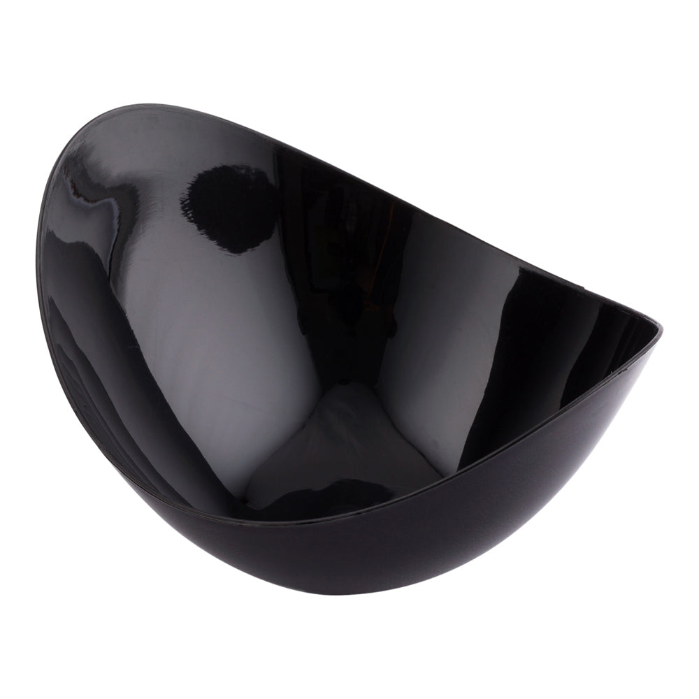 Mini Serve 100 2 oz Oval Black Plastic Alato Tasting Dish and 100 Silver Plastic 4" Mini Forks