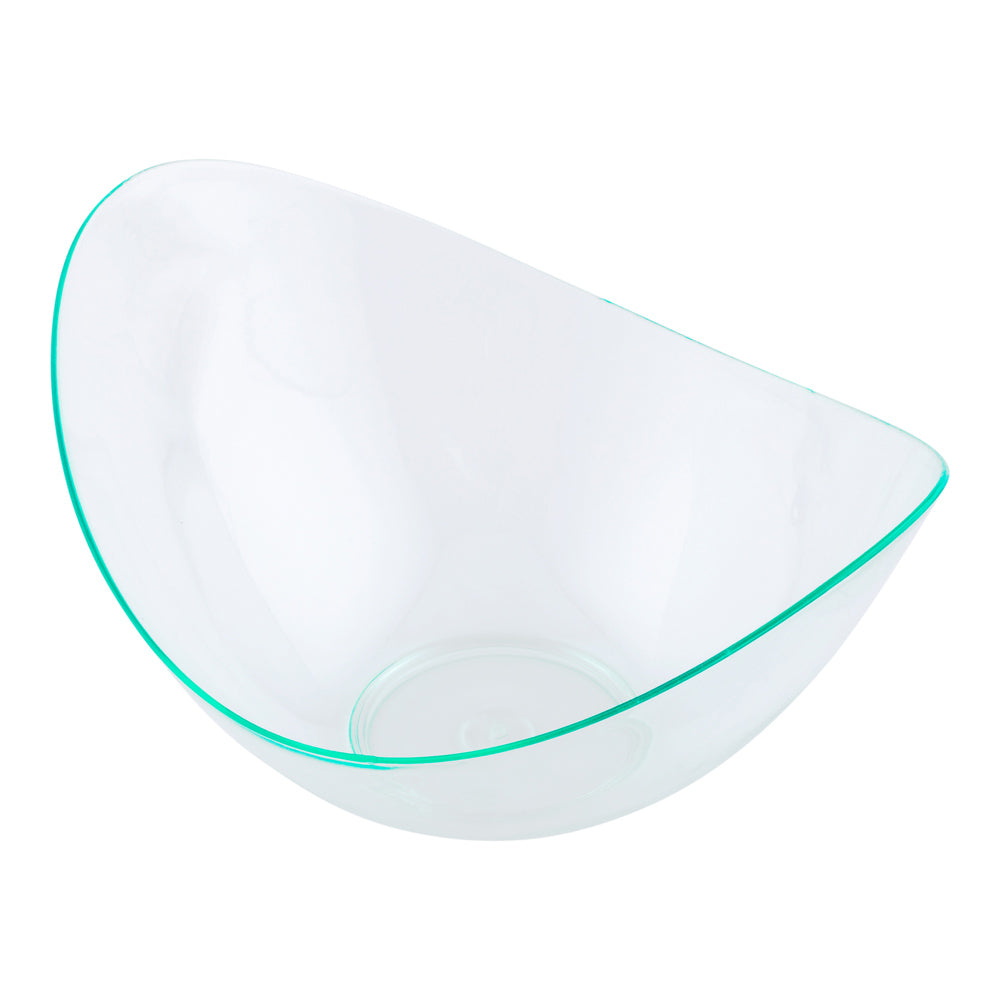 Mini Serve 100 2 oz Oval Seagreen Plastic Alato Tasting Dish and 100 Silver Plastic 4" Mini Forks