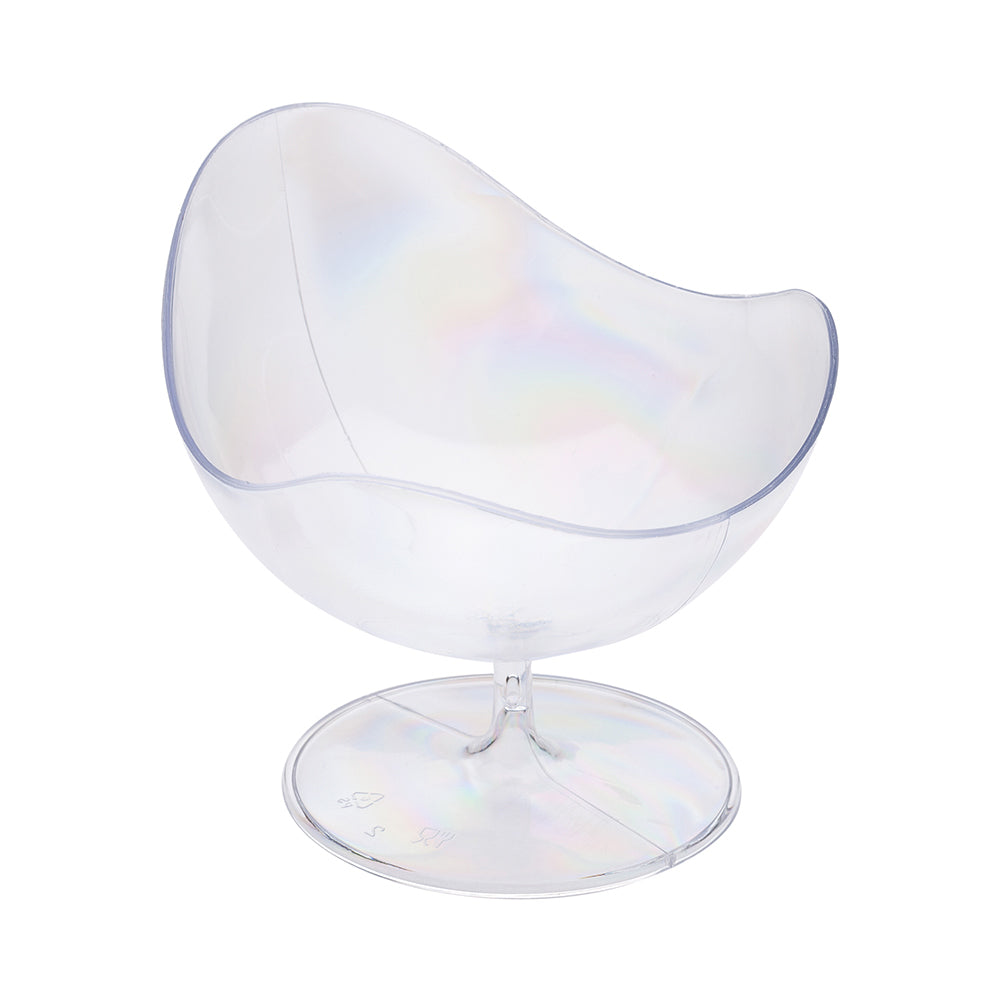 Mini Serve 100 2 oz Round Clear Plastic Ball Chairs and 100 Silver Plastic 4" Mini Forks