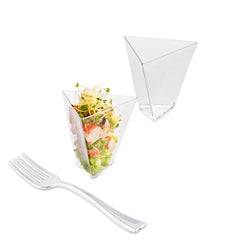 Mini Serve 100 4 oz Clear Plastic Torcente Dessert Cups and 100 Silver Plastic 4