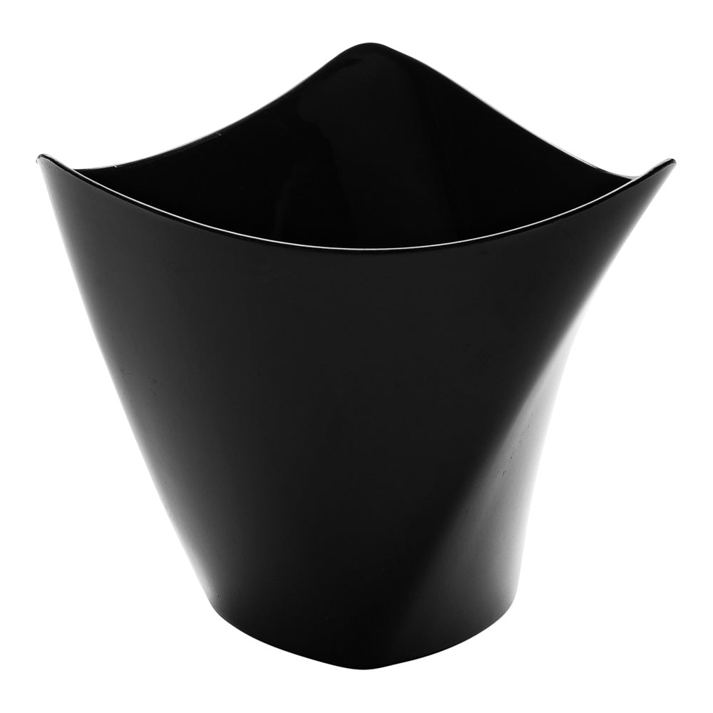 Mini Serve 100 4 oz Black Plastic Mini Crescendo Cups and 100 Silver Plastic 4" Mini Forks