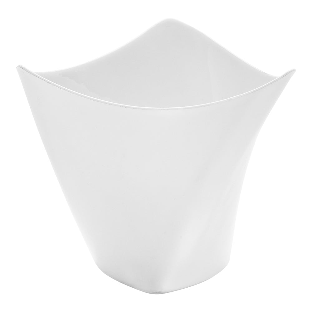 Mini Serve 100 4 oz White Plastic Mini Crescendo Cups and 100 Silver Plastic 4" Mini Forks