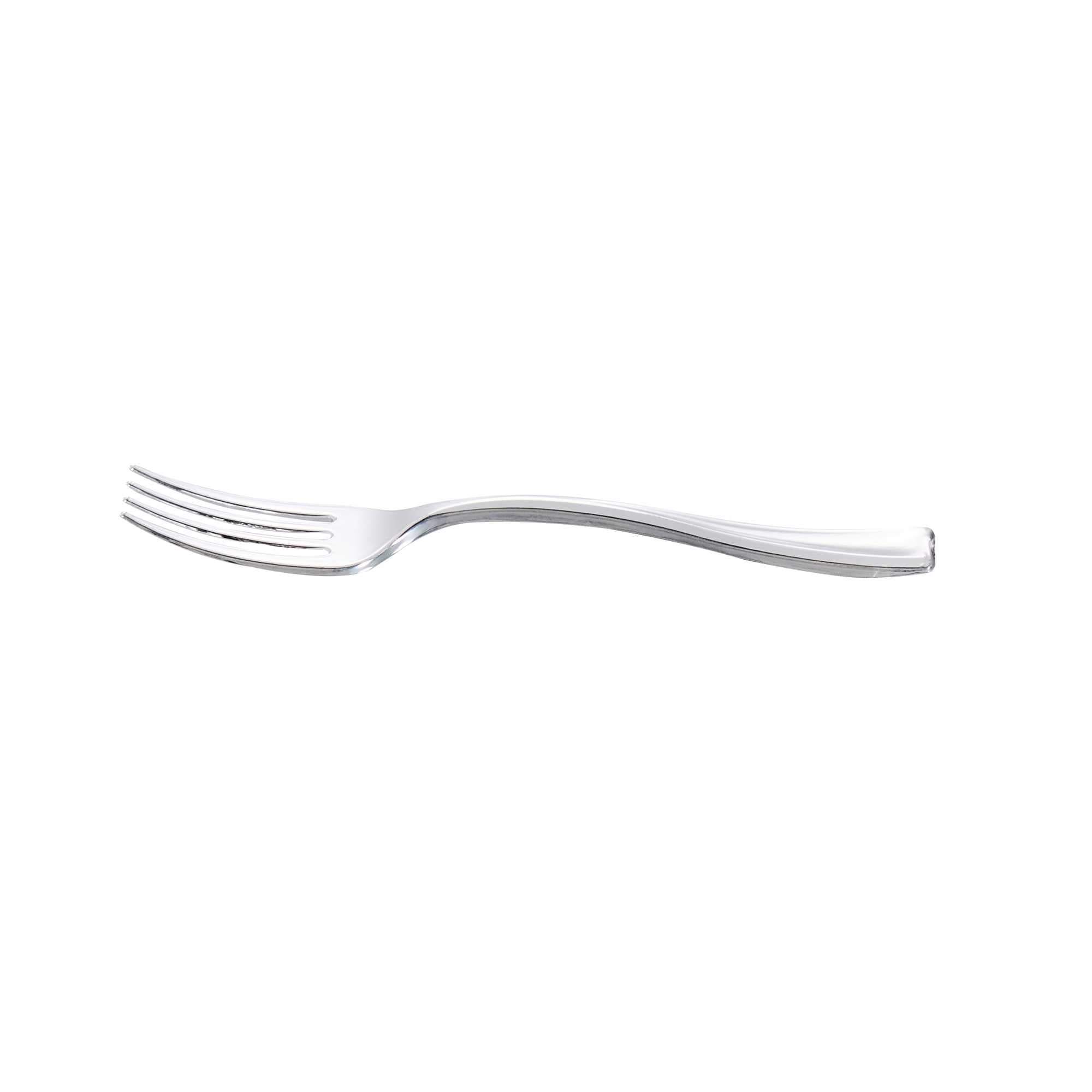 Mini Serve 100 4 oz Sphere Clear Plastic Cups and 100 Silver Plastic 4" Mini Forks