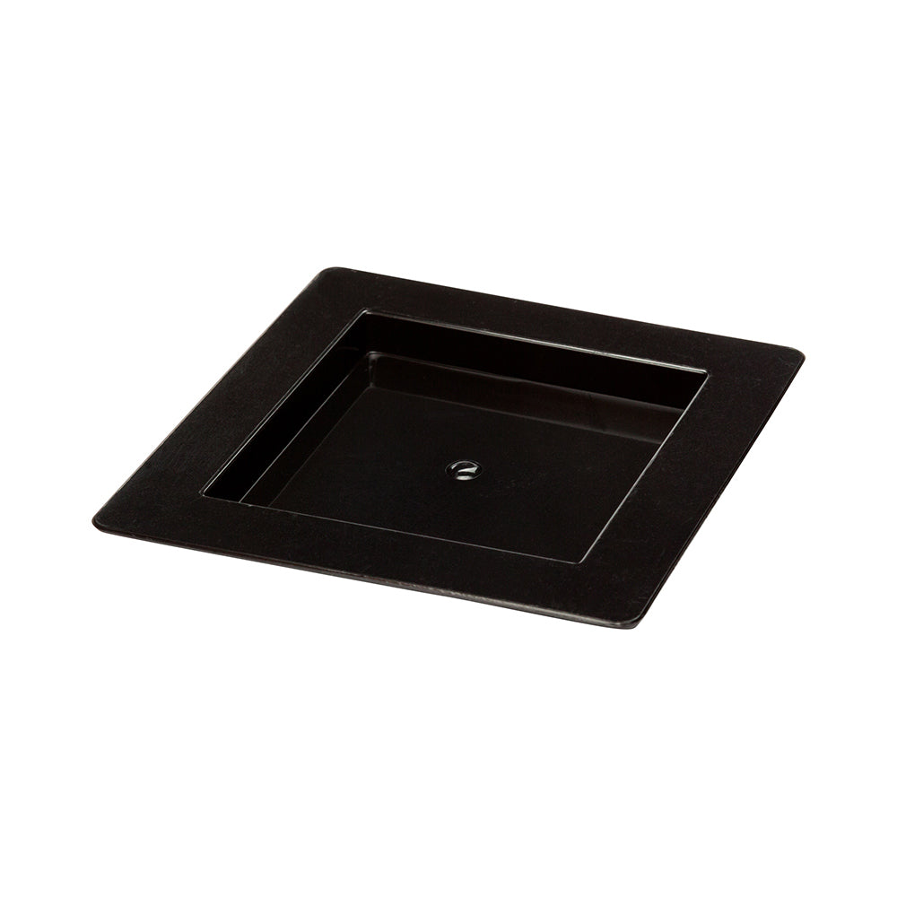 Mini Serve 100 Square Black 2.75" Plastic Mini Edge Plates and 100 Silver Plastic 4" Mini Spoons