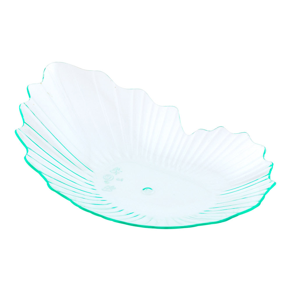 Mini Serve 100 Seagreen Plastic 3.25" Mini Coquille Plates and 100 Silver Plastic 4" Mini Spoons