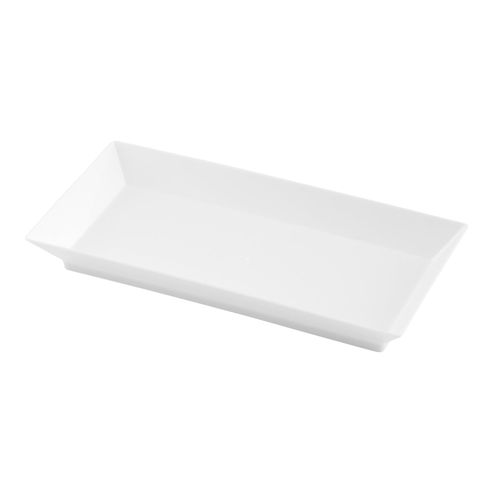 Mini Serve 100 Rectangle White 5" Plastic Plates and 100 Silver Plastic 4" Mini Spoons