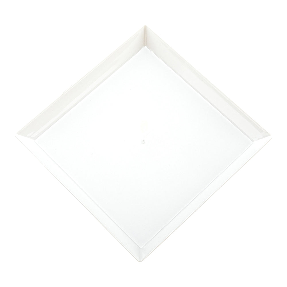 Mini Serve 100 Square White 5" Plastic Medium Modern Plates and 100 Silver Plastic 4" Mini Spoons