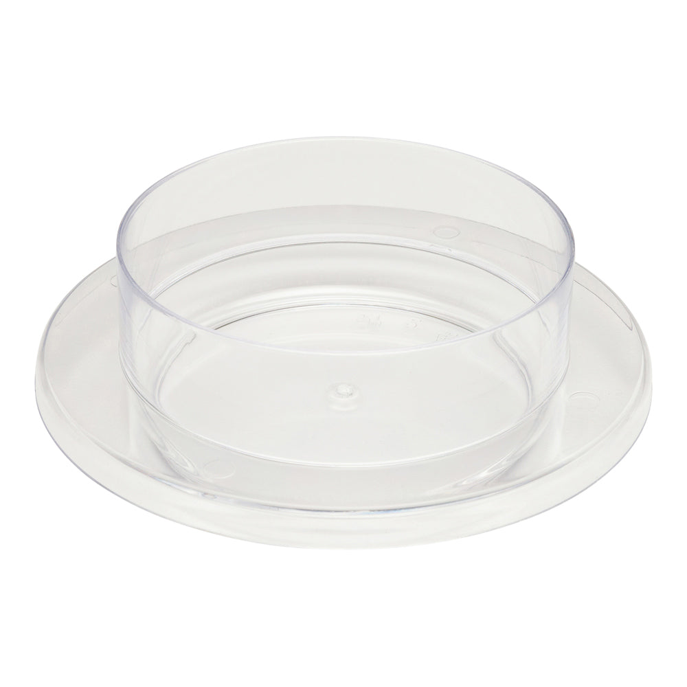 Mini Serve 100 3 oz Round Clear Plastic Gastronomique Petri Dish and 100 Silver Plastic 4" Mini Spoons