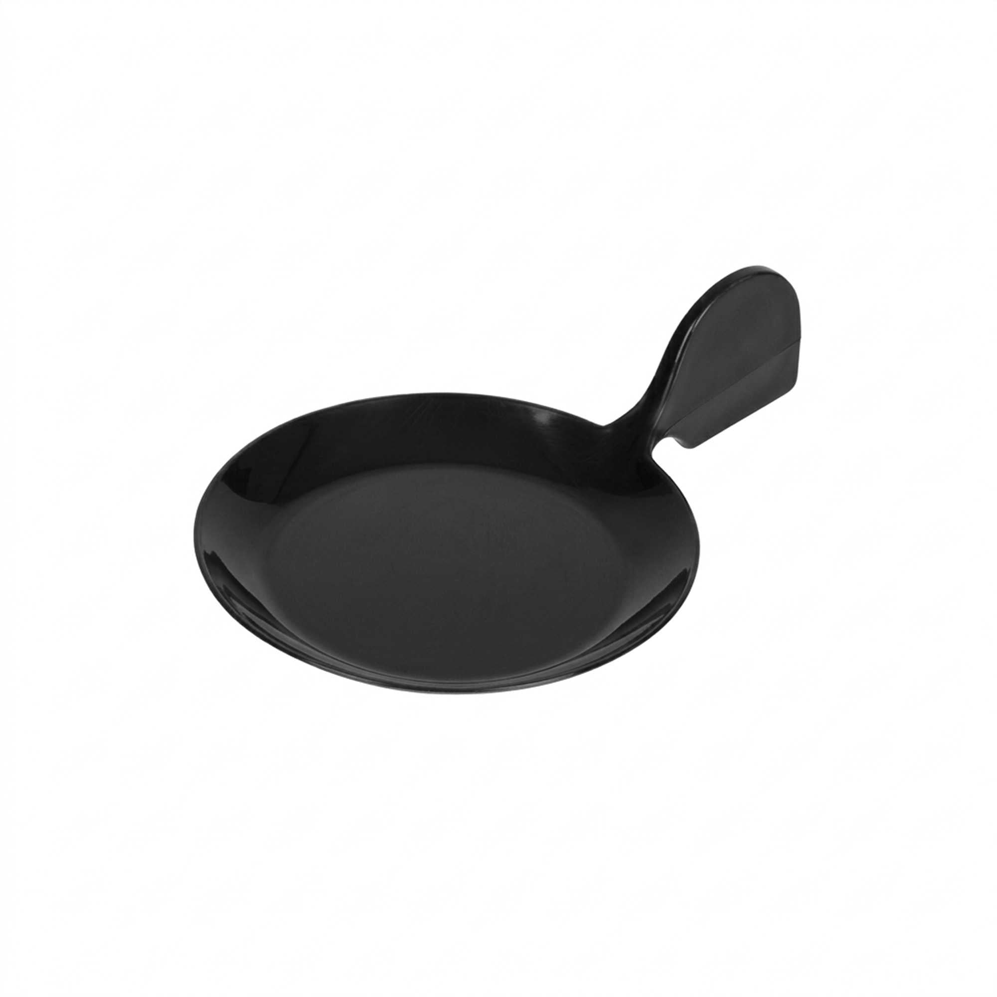 Mini Serve 100 Black 3.7" Plastic Fish Tasting Plates and 100 Silver Plastic 4" Mini Spoons