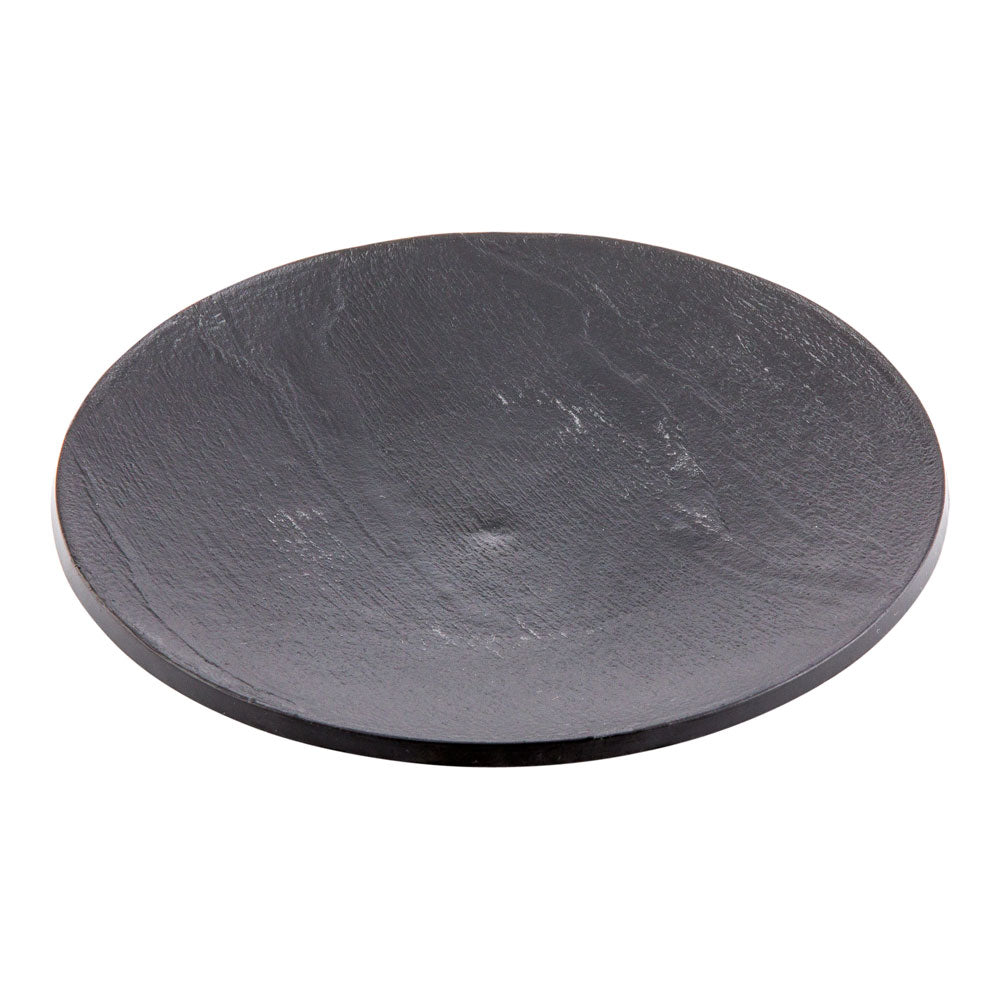 Mini Serve 100 Round Black 5" Plastic Small Plates and 100 Silver Plastic 4" Mini Spoons