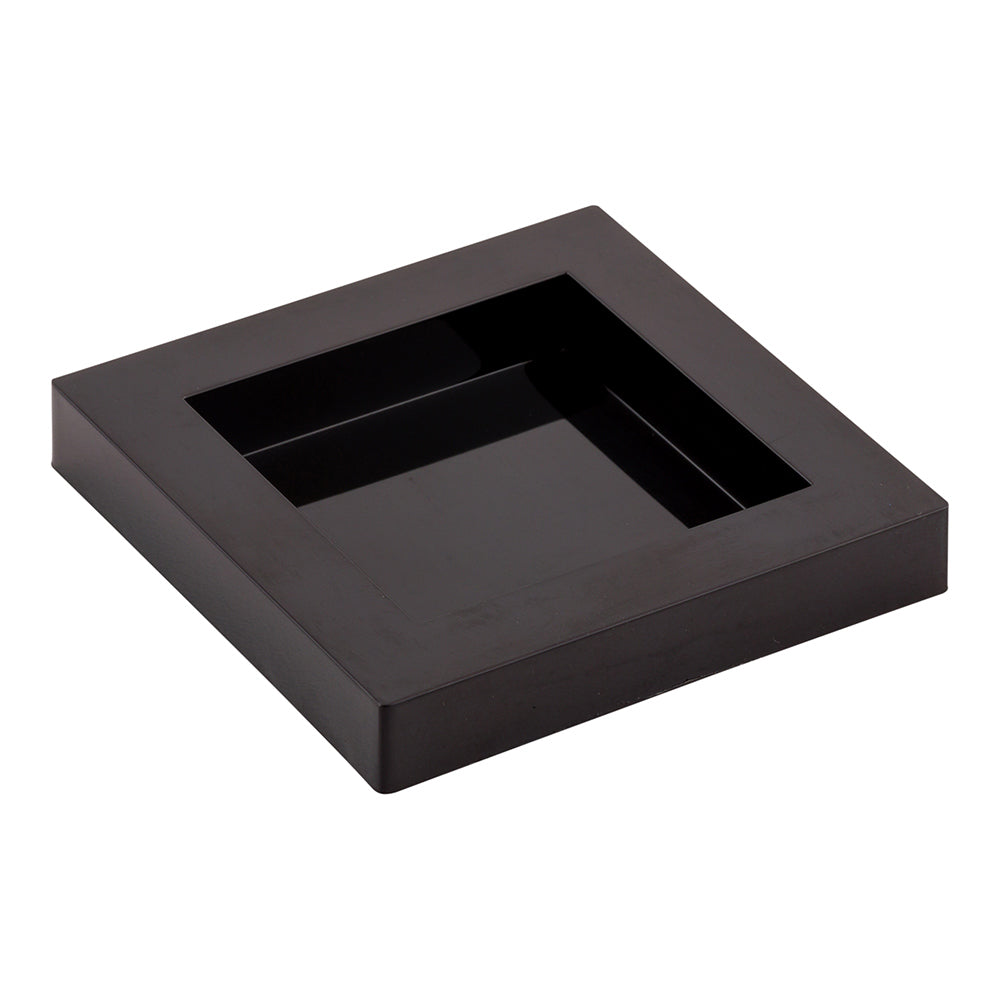 Mini Serve 100 Square Black 2.5" Plastic Mini Cubic Plates and 100 Silver Plastic 4" Mini Spoons
