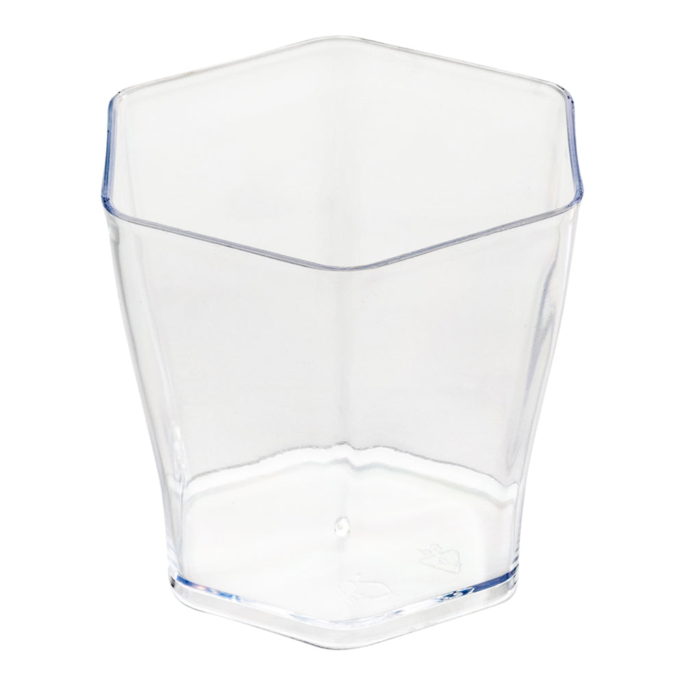 Mini Serve 100 2 oz Hexagon Clear Plastic Glass and 100 Silver Plastic 4" Mini Spoons