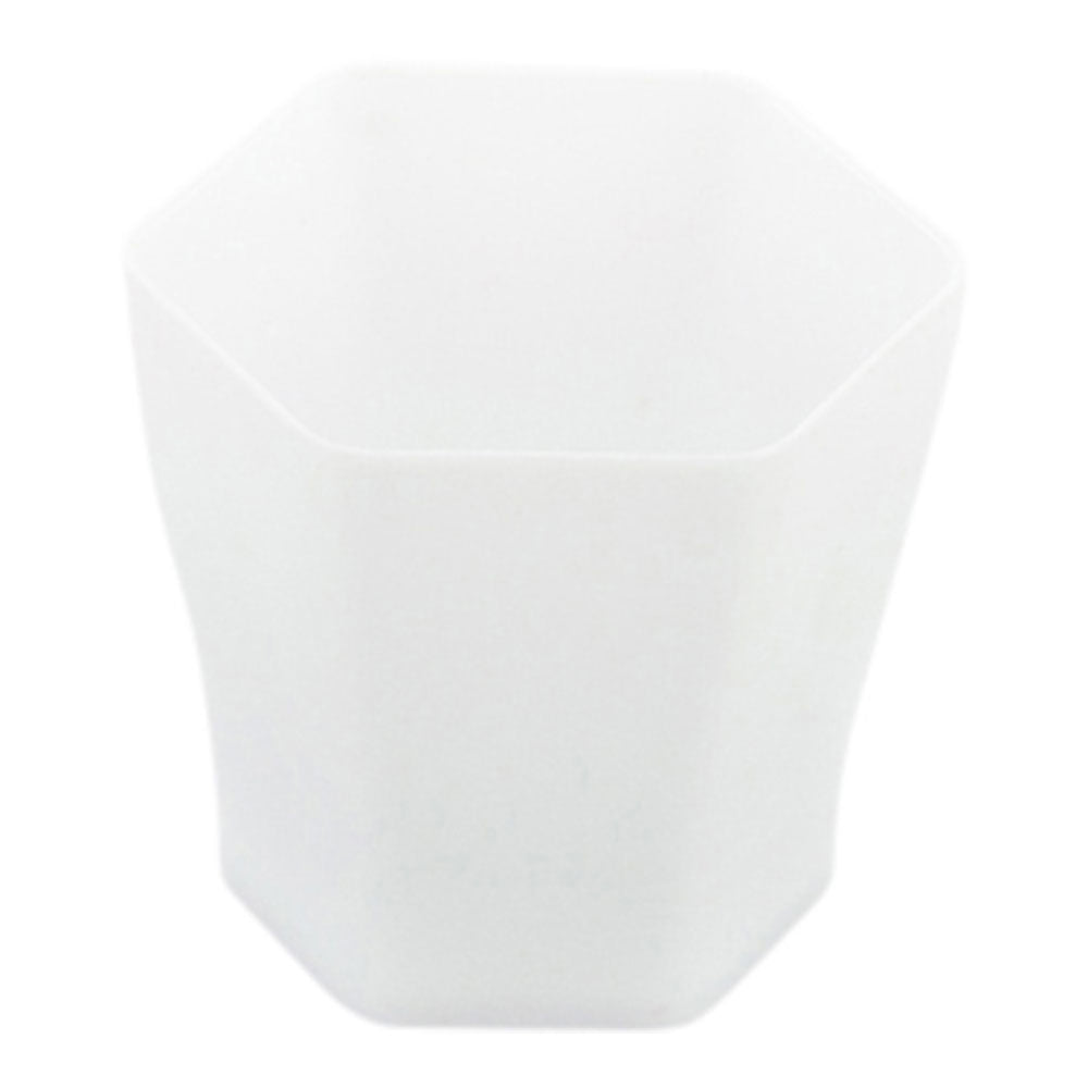 Mini Serve 100 2 oz Hexagon White Plastic Glass and 100 Silver Plastic 4" Mini Spoons