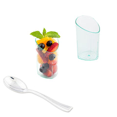 Mini Serve 100 3 oz Seagreen Plastic Triangolo Shot Glass and 100 Silver Plastic 4