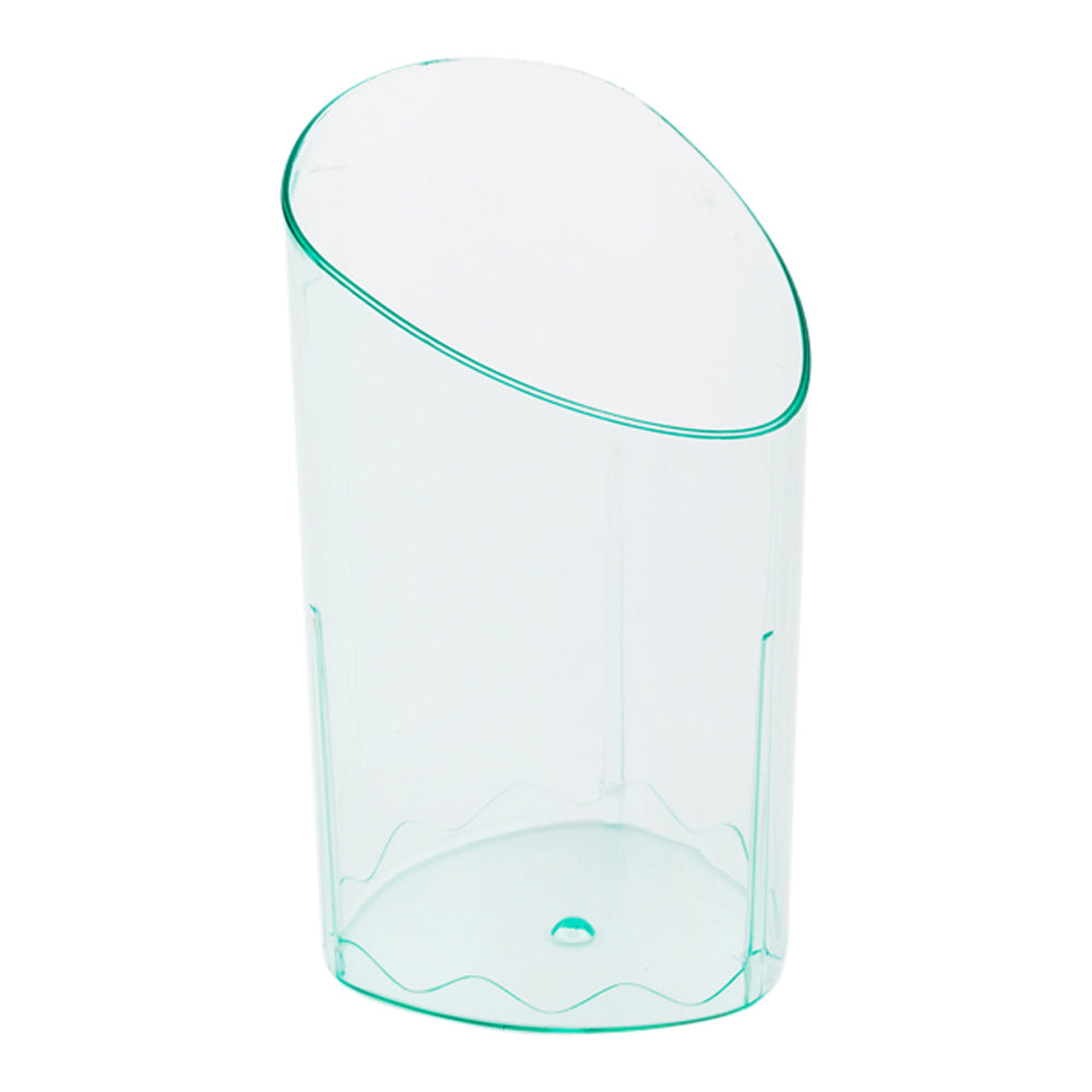Mini Serve 100 3 oz Seagreen Plastic Triangolo Shot Glass and 100 Silver Plastic 4" Mini Spoons