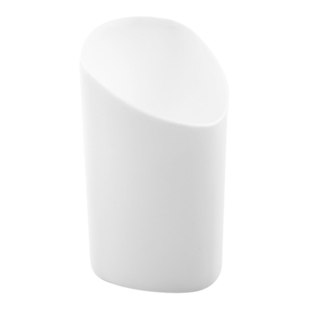 Mini Serve 100 3 oz White Plastic Triangolo Shot Glass and 100 Silver Plastic 4" Mini Spoons