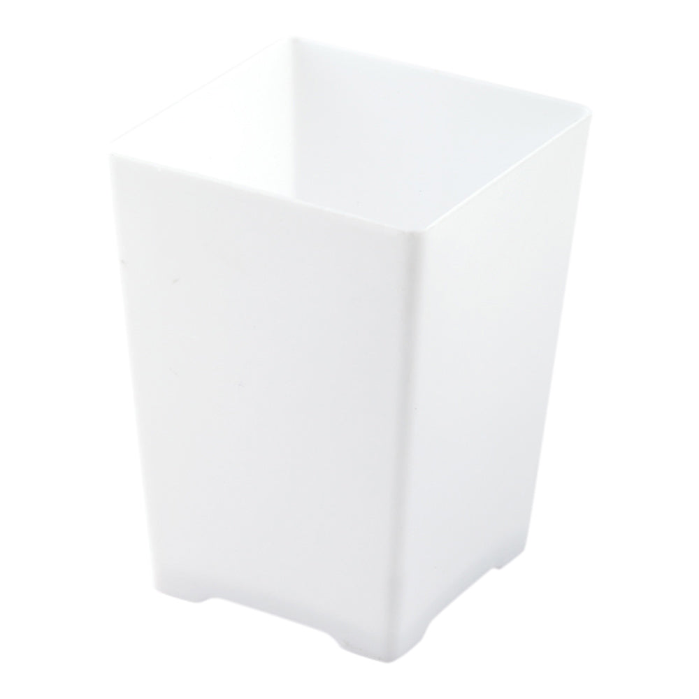 Mini Serve 100 4 oz Square White Plastic Tall Quadrato Cups and 100 Silver Plastic 4" Mini Spoons