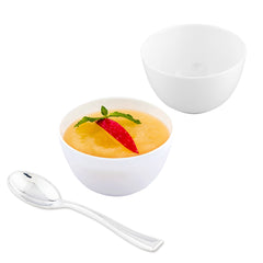 Mini Serve 100 4 oz Round White Plastic Bodega Cups and 100 Silver Plastic 4