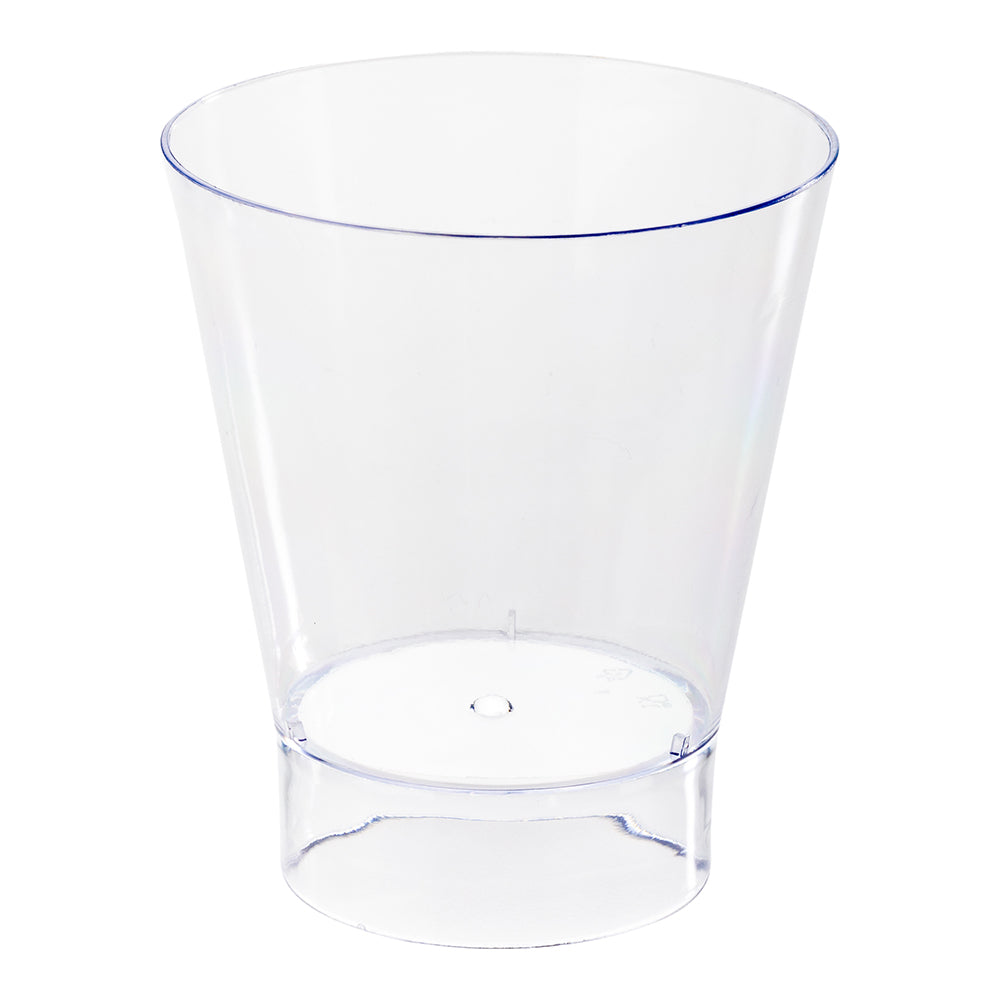 Mini Serve 100 7 oz Round Clear Plastic Large Parfait Glass and 100 Silver Plastic 4" Mini Spoons