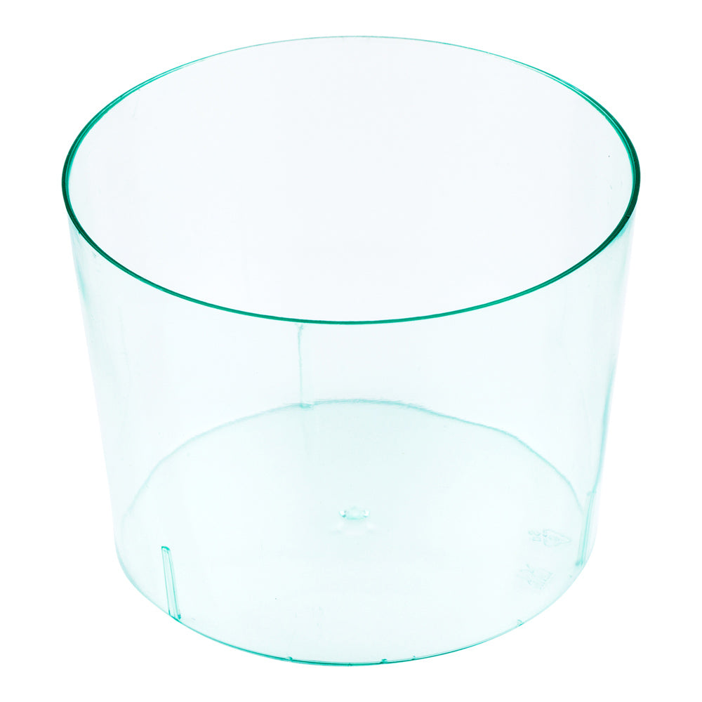 Mini Serve 100 6 oz Round Seagreen Plastic Cylindro Cups and 100 Silver Plastic 4" Mini Spoons