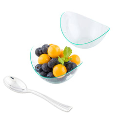 Mini Serve 100 2 oz Oval Seagreen Plastic Alato Tasting Dish and 100 Silver Plastic 4